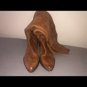 FRYE  FRYE Over the Knee Flat Leather BootsCognac